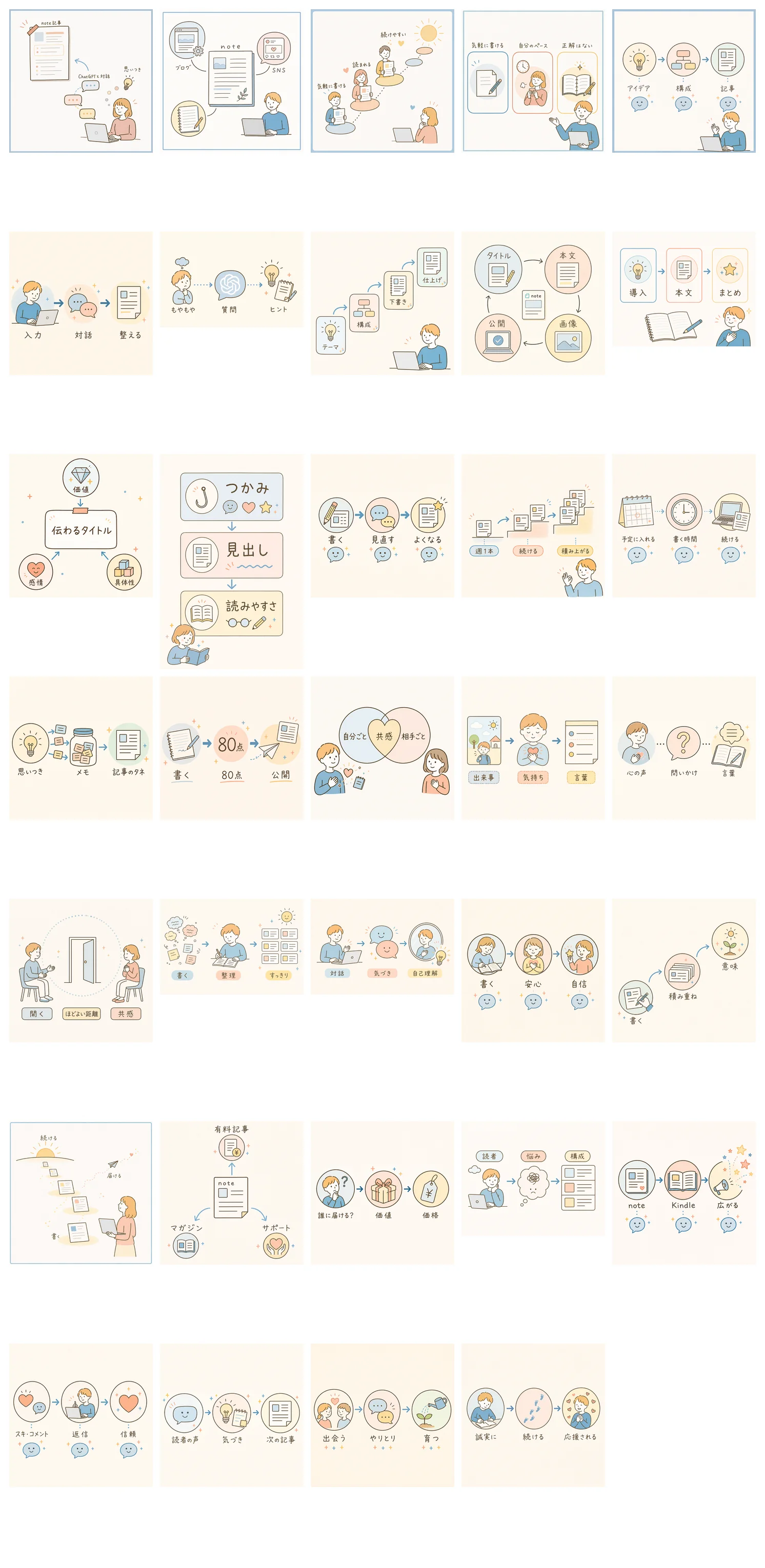 34枚の挿絵を一覧にした画像